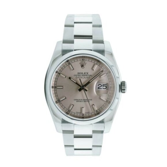 ROLEX DATEJUST UNISEX WATCH 36 MM SILVER INDEX DIAL STEEL SMOOTH OYSTER 116200 main image 9